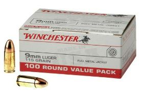 Winchester Ammunition, USA, 9MM, 115 Grain, Full Metal Jacket, 100 Round Box WARNING Bullet Weight: 115 Grain Velocity: 1190 FPS Rounds Per Box: 1000 Product Description With a reputation steeped in tradition, Winchester has earned the moniker 'The American Legend' by delivering on their commitment to innovation & excellence in everything Winchester does. Specifications UPC 020892212978 Manufacturer Winchester Ammunition Manufacturer Part # USA9MMVPY Model USA Caliber 9MM Grain Weight 115Gr Type Full Metal Jacket Units per Box 100 Units per Case 1000 Subcategory Handgun Ammunition