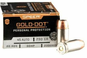 Speer Gold Dot Ammunition is loaded with bonded core bullets and designed for home defense and personal protection Throughout the United States, many shooters use the Gold Dot ammunition with Police Departments using Speer Gold Dot LE ammunition in the line of duty 53966 by Speer Gold Dot LE is packaged in boxes of 50