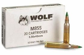 WOLF GOLD 5.56MM NATO M855 AMMO 62 GRAIN FULL METAL JACKET Wolf Gold 5.56mm M855 ammo for sale online at cheap discount price with free shipping available on bulk 5.56mm ammunition only at our online store TargetSportsUSA.com. This is the real deal, lowest priced 5.56mm Remington ammo on the market made by Wolf Gold. Wolf Gold 5.56mm ammo features a 62 Grain FMJ bullet, brass casing and a non-corrosive primer. This 5.56mm ammunition is 100% reloadable if you choose to save your brass and reload your 5.56mm ammo. Packaged in 20 rounds boxes, 50 boxes per case (1000 rounds), TargetSportsUSA.com offers free shipping on any bulk M193 ammo, including Wolf Gold 5.56mm ammo. Wolf Gold 5.56mm ammo is new production manufactured in Taiwan to M855 Specs using a 562 grain copper jacketed full metal jacket steel core. This 5.56mm ammo is great for high volume shooters that are looking to get high quality brass-cased ammo at a cheap price tag. Target Sports USA has a great price for this new Wolf Gold 5.56mm ammo for sale which also includes free shipping if you buy in bulk. Wolf Gold 5.56mm ammo is packaged 20 rounds per box and 1000 rounds per bulk case, 50 boxes of 20 rounds each. Although, this Taiwan made 5.56mm ammo is new to the US market, the first reviews and testing yield great results and positive feedback. Shooters across the nation are in love with Wolf Gold 5.56mm ammo and making it their primary target and high volume round. For those shooters that love to reload 5.56 ammo, Wolf Gold 5.56 ammo offers brand new virgin brass casings that has never been shot before and can be reloaded up to 7 times. Shoot your Wolf Gold 5.56 ammo, save the brass, reload and hit the range again. Free Shipping on bulk 5.56 ammo, from Target Sports USA Target & Practice 5.56mm Remington ammunition Cheap 5.56mm Ammo made for high volume AR-15 shooters MPN WM855 UPC 645611610462 Manufacturer WOLF GOLD AMMO Caliber 5.56MM AMMO Bullet Type FMJ-Full Metal Jacket Muzzle Velocity 3250 fps Muzzle Energy 1290 ft. lbs Primer Boxer Casing Brass Case Ammo Rating Target 5.56mm Ammo