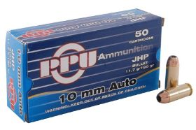 Prvi Partizan, Handgun Defense, 10MM, 180Grain, Jacketed Hollow Point, 50 Round Box WARNING Bullet Weight: 180 Grain Velocity: 1082 FPS Rounds Per Box: 50 Product Description PPU (Prvi Partizan) is one of the oldest, largest and most versatile ammunition manufacturers in Europe. PPU's factory is located in the city of Uzice in southwestern Serbia. PPU has been manufacturing ammunition since 1928 and currently supply ammunition to the armed forces and police of Serbia as well as many other countries. Specifications UPC 8605003813323 Manufacturer Prvi Partizan Manufacturer Part # PPD10 Model Handgun Defense Caliber 10MM Grain Weight 180Gr Type Jacketed Hollow Point Units per Box 50 Units per Case 500 Subcategory Handgun Ammunition