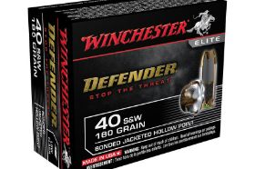 Winchester Ranger 40 S&W 180 Grain Bonded Jacketed Hollow Point ammo review offers the following information; Ranger is Winchester's finest line of ammunition made for law enforcement and personal protection! The Bonded Jacketed Hollow Point bullet is designed to deliver optimum, controlled expansion and bullet integrity in all calibers and through all standard test barriers. The jacket thickness is adjusted throughout the bullet profile to optimize performance. Winchester Ranger is the highest quality hollow point ammunition money can buy! Winchester Ranger is new production, non-corrosive ammunition, featuring brass cases and boxer primer. Winchester Ranger 40 S&W ammunition is packaged in a box of 50 rounds or a case of 500 rounds. The Bonded Jacketed Hollow Point bullet is designed to deliver optimum, controlled expansion and bullet integrity The 180 grain Bonded Jacketed Hollow Point bullet offers deep penetration and extreme expansion. MPN RA40B UPC 020892214798 Manufacturer WINCHESTER AMMO Caliber 40 S&W AMMO Bullet Type Bonded Jacketed Hollow Point Muzzle Velocity 1025 fps Muzzle Energy 420 ft. lbs. Primer Boxer Casing Brass Casing Ammo Rating Law Enforcement & Personal Protection 40 S&W Ammo