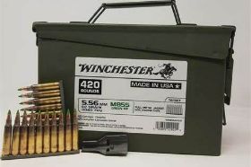 WINCHESTER 5.56MM M855 NATO AMMO 62 GRAIN GREEN TIP FMJ 420 ROUND AMMO CAN STRIPPER CLIPS - WM855420CS Winchester 5.56mm M855 NATO Ammo 62 Grain Green Tip FMJ 420 Round Ammo Can Stripper Clips ammo for sale online at cheap discount prices with free shipping available on bulk 5.56mm NATO ammunition only at our online store TargetSportsUSA.com. Target Sports USA carries the entire line of Winchester ammunition for sale online with free shipping on bulk ammo including this Winchester 5.56mm M855 NATO Ammo 62 Grain Green Tip FMJ 420 Round Ammo Can Stripper Clips. Winchester 5.56mm M855 NATO Ammo 62 Grain Green Tip FMJ 420 Round Ammo Can Stripper Clips ammo review offers the following information;Loaded by Winchester using Lake City Brass and packed in the Winchester white box, this M855, SS109 ammunition features a 62 grain full metal jacket bullet with a lead alloy and steel core. These green tip rounds are designed for use with the AR platform. To millions of gun and ammo enthusiasts worldwide, the name “Winchester” means quality and high-performance by the most complete and versatile line of ammunition in the world. Winchester ammunition products have a long history of innovation behind them and have set the worlds standard in superior shooting performance. Their Winchester M-22 22LR ammo as well as many others calibers use advanced technology to produce high quality ammo for everybody. To stay competitive in today's market, Winchester uses their value pack ammunition to meet the demand of price conscious buyers. In the end, regardless of what the sport, game or circumstances surrounding you, you can always depend on every cartridge in the Winchester Ammunition line to perform - as promised. MPN WM855420CS UPC 020892229242 Manufacturer WINCHESTER AMMUNITION Caliber 5.56MM NATO AMMO Bullet Type Green Tip Full Metal Jacket Muzzle Velocity 3060 fps Muzzle Energy ft. lbs Primer Boxer Casing Brass Casing Ammo Rating Target and Practice 5.56mm NATO Ammo