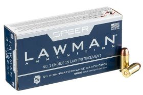 SPEER LAWMAN 45 ACP AUTO AMMO 230 GRAIN TOTAL METAL JACKET FLAT NOSE - 53658 Speer Lawman 45 ACP AUTO Ammo 230 Grain Total Metal Jacket Flat Nose for sale online at cheap discount prices with free shipping available on bulk 45 ACP Auto ammunition only at our online store TargetSportsUSA.com. Target Sports USA carries the entire line of Speer Lawman ammunition for sale online with free shipping on bulk ammo including this Speer Lawman 45 ACP AUTO Ammo 230 Grain Total Metal Jacket Flat Nose. Speer Lawman 45 ACP AUTO Ammo 230 Grain Total Metal Jacket Flat Nose ammo review offers the following information; Speer Lawman remains the best choice and this is the best quality law enforcement on the market- period. Developed as a dual line for both law enforcement and sports shooters 35 years ago, the Lawman line has been earning its well-deserved status with its reliable, durable and superior preforming handgun ammunition. Speer Lawman ammo is priced attractively and it is considered to be general purpose ammunition, a perfect combination of highly quality ammunition with a favorable price. The 53658 by Speer Lawman was designed for shooters of all rating, from novice to professional all the way to competition shooters. Speer Lawman ammo features re-loadable brass casings, boxer primer and CCI Primers. Lawman ammunition is offered in Speer TMJ bullets or standard FMJ bullets, the ideal choice for plinking or target practice ammunition. Many of the Lawman loads contain similar velocities and bullet weights to Gold Dot line in order to make your shooting experience as realistic as possible. Throughout the United States, many shooters including Police Departments use Speer Lawman ammunition in the line of duty. Speer Lawman 45 ACP AUTO ammo for sale is a new production ammo that features 230 Grain Total Metal Jacket bullet. This 45 ammo made by Speer Lawman ammo is reloadable, features brass cases and Boxer primers as well as being a non-corrosive ammunition. 53658 by Speer Lawman is packaged in boxes of 50 and cases of 1000 with free shipping available on case quantities from Target Sports USA. Speer Lawman ammo is priced attractively and it is considered to be general purpose ammunition, a perfect combination of highly quality ammunition with a favorable price Like many of the Lawman loads, the Speer Lawman 45 ACP AUTO Ammo 230 Grain Total Metal Jacket contain similar velocities and bullet weights to Gold Dot line in order to make your shooting experience as realistic as possible Order a case of Speer Lawman 45 ACP AUTO 230 Grain Total Metal Jacket and get free shipping! MPN 53658 UPC 076683536532 Manufacturer SPEER AMMO Caliber 45 ACP AUTO AMMO Bullet Type Total Metal Jacket Muzzle Velocity 830 fps Muzzle Energy 352 ft lbs Primer Boxer Casing Brass Casing Ammo Rating Target and Practice 45 ACP AUTO Ammo