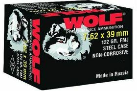 WOLF PERFORMANCE 7.62X39MM AMMO 122 GRAIN BI-METAL FMJ STEEL CASE 1000 ROUNDS - 762WFMJ Wolf Performance 7.62x39mm Ammo 122 Grain Bi-Metal FMJ Steel Case for sale online at cheap discount prices with free shipping available on bulk 9mm Luger ammunition only at our online store TargetSportsUSA.com. Target Sports USA carries the entire line of Wolf Polyformance ammunition for sale online with free shipping on bulk ammo including this Wolf Performance 7.62x39mm Ammo 123 Grain Bi-Metal FMJ Steel Case. Wolf Performance 7.62x39mm Ammo 122 Grain Bi-Metal FMJ Steel Case review offers the following information; Wolf Performance ammunition is an excellent choice for a high volume shooter, delivering quality and reliability at an affordable price. Wolf Performance features a polymer coating to ensure smooth feeding and extraction. This ammo is new production and is non-corrosive ammunition made in Russia. Wolf Performance ammunition features a bi-metal bullet and steel case to provide an inexpensive option for high volume shooters. The Bi-Metal bullet consists of a lead core and a copper plated steel jacket. This affordable ammunition is loaded with high quality Wolf primers for reliable ignition and functioning in adverse conditions. The thin polymer coating helps to ensure smooth feeding and extraction. This ammunition is new production, non-corrosive, in non-reloadable steel cases. MPN 762WFMJ UPC 645611762918 Manufacturer WOLF AMMO Caliber 7.62X39MM AMMO Bullet Type FMJ-Full Metal Jacket Muzzle Velocity 2362 fps Muzzle Energy ft. lbs Primer Berdan Casing Steel Casing Ammo Rating Target & Practice 7.62x39mm Ammo