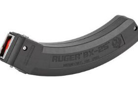 Ruger, Magazine, BX-25, 22 LR, 25Rd, Fits 10/22, Black Finish Polymer Body Material 25-Round Capacity Steel Feed Lips Product Description This Ruger factory magazine features high quality components and precise manufacturing that will ensure long-lasting performance and reliability. Specifications UPC 736676903610 Manufacturer Ruger Manufacturer Part # 90361 Type Magazine Model BX-25 Caliber 22 LR Capacity 25Rd Color Black Fit 10/22 Subcategory Rifle Magazines